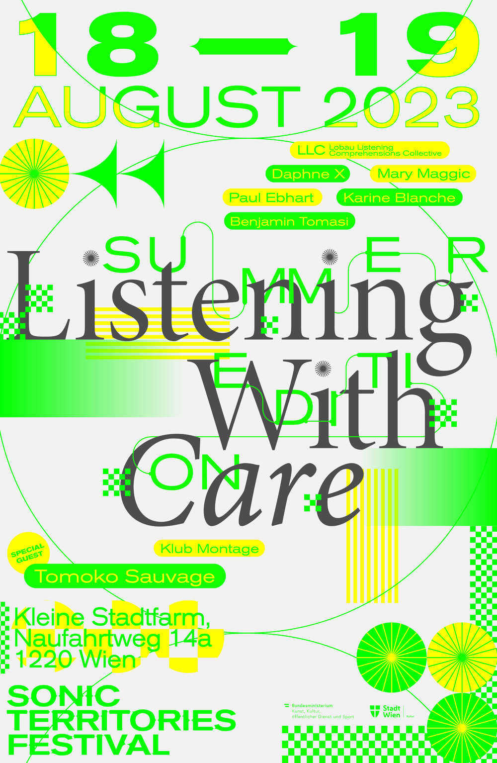 Listening with Care 2023 poster for Kleine Stadtfarm
