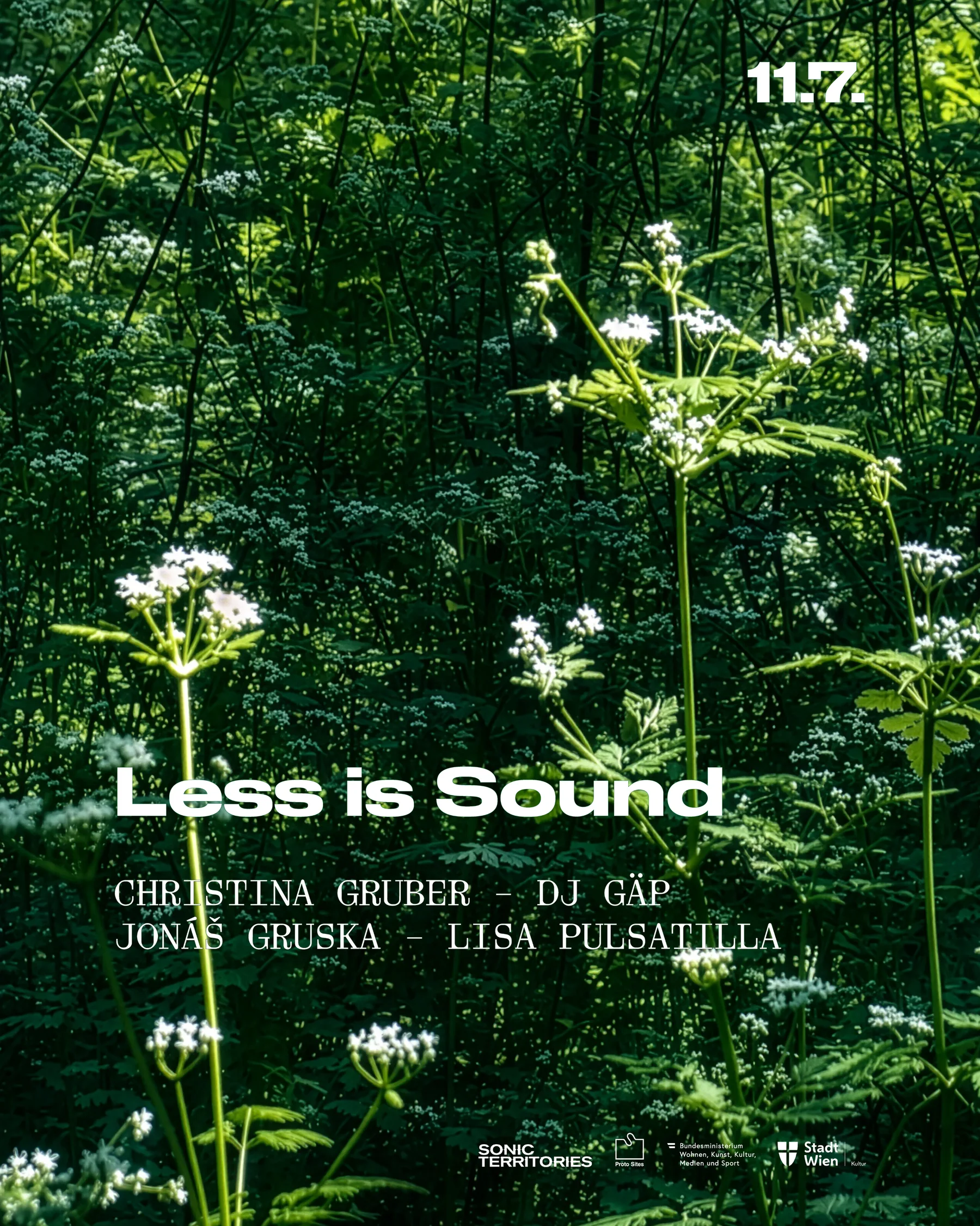 Poster for the Less is Sound forest listening gathering